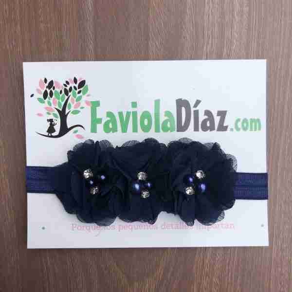 Vincha Azul con 3 Flores Camila scaled