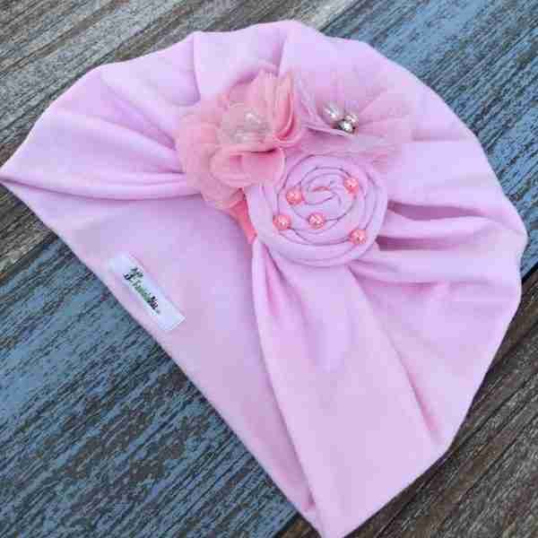 turbante rosado tenue de flores 2 1