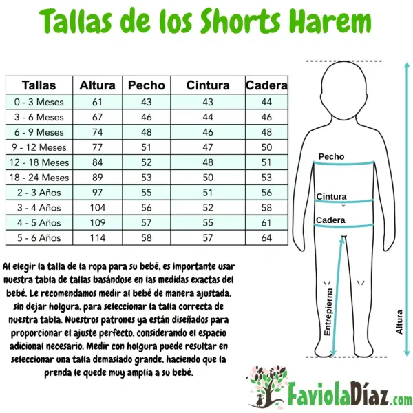 Tallas de los Shorts Harem
