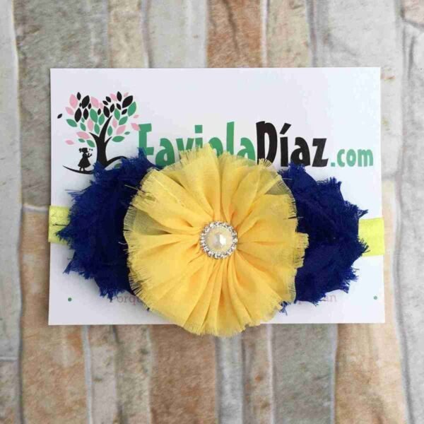 Vincha Amarillo y Azul con Flores Abigail scaled 1