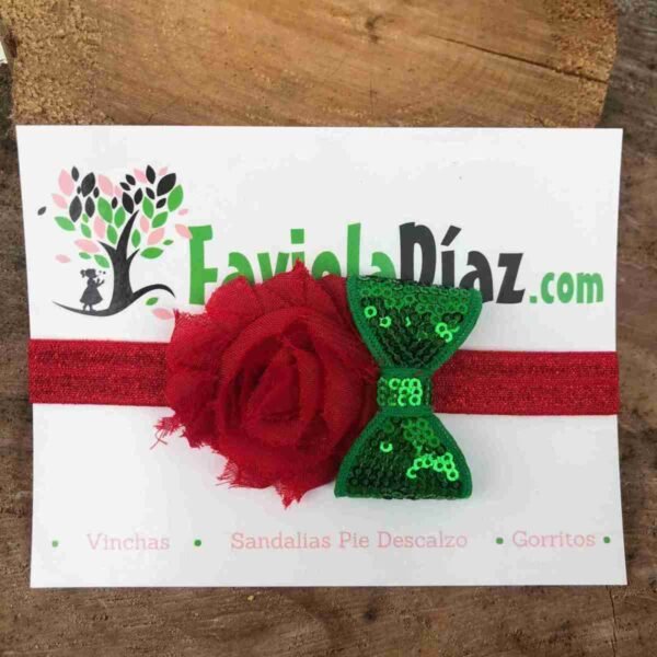 Vincha Navidena con Flor Roja y Lazo Verde scaled scaled 1