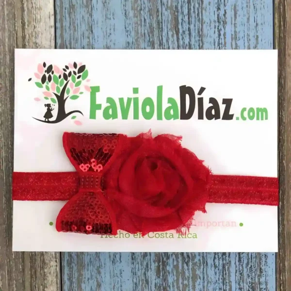 Vincha Roja con Flor y Lazo Caridad 1